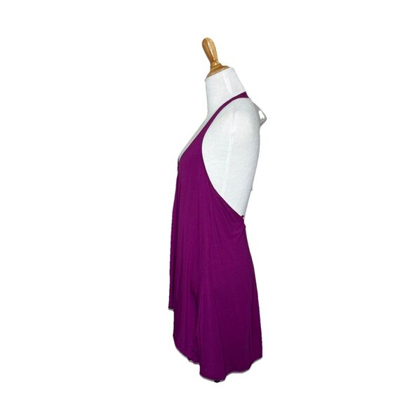 Free People Open Back Suede Tie Neck Purple Tank Top Size Medium Womens - Picture 2 of 7